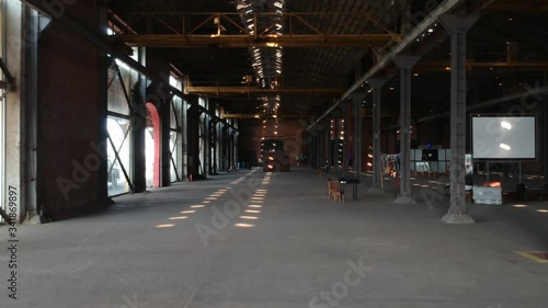 Entering a brick warehouse and empty inside. in Pier Maua, Rio de Janeiro, Brazil.  photo