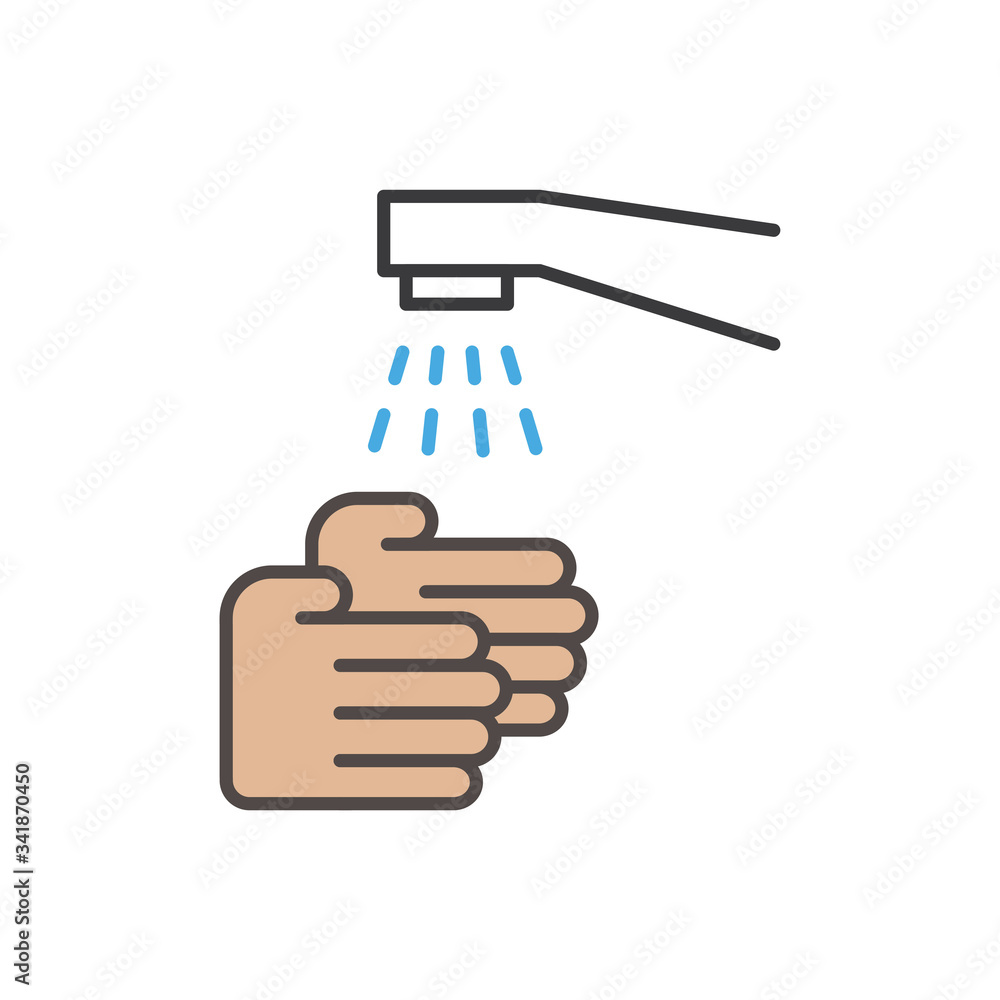 Wash your hands vector icon. Line art illustration. Coronavirus prevention. Wash your hands vector icon. Line art illustration. Coronavirus prevention.