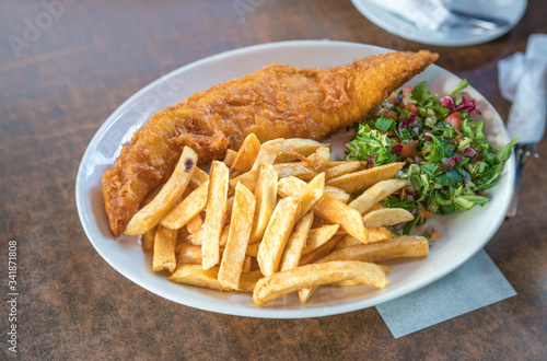 Fish and chips,Traditional British fish and chips,Fish and chips Fried fish fillet with french fries.
