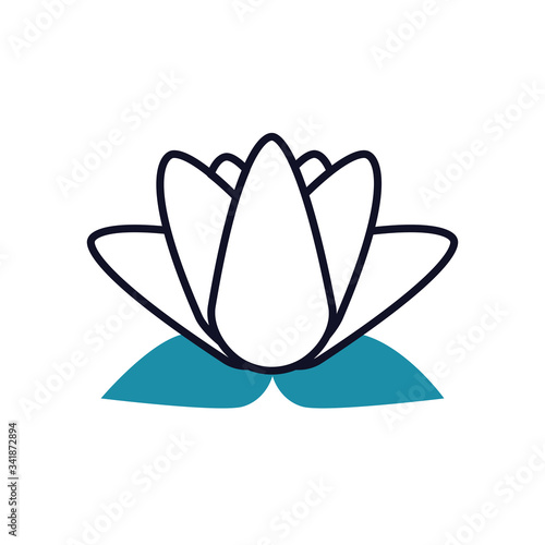 Mental health concept, harmony lotus flower icon, half line half color style