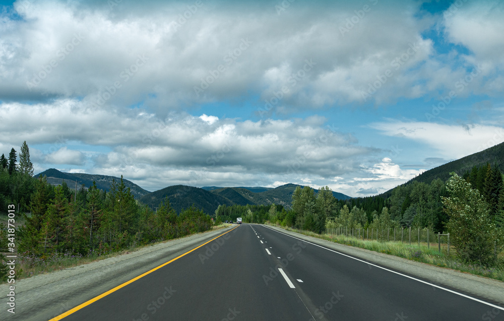 Turn of mountain road in British Columbia.