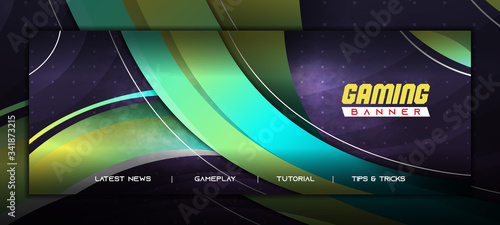 Gaming E sport Social Media Banner Template with Green Yellow Gradient