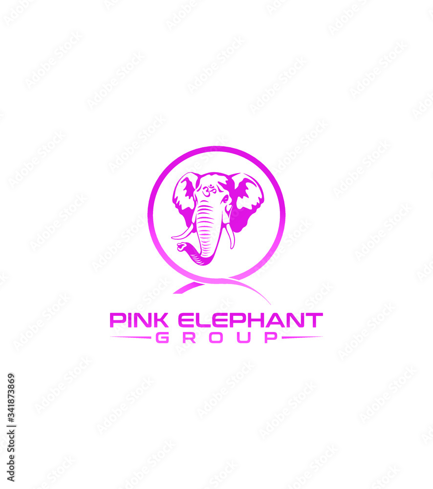 Abstract modern pink elephant group logo template, vector logo for business and company identity 