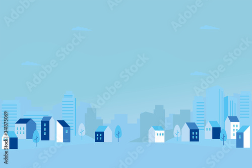 Vector illustration of blue cityscape
