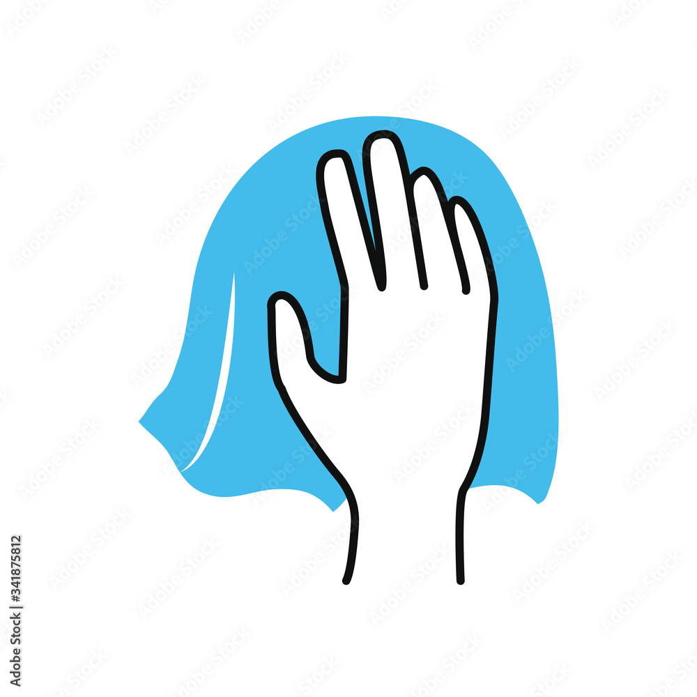Fototapeta premium hand with tissue icon, half color half line style