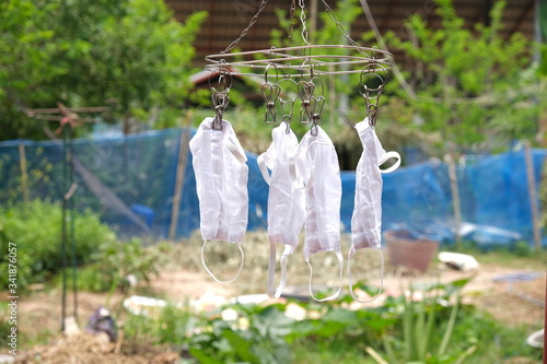 Mask maker cleaning and put in the sun.