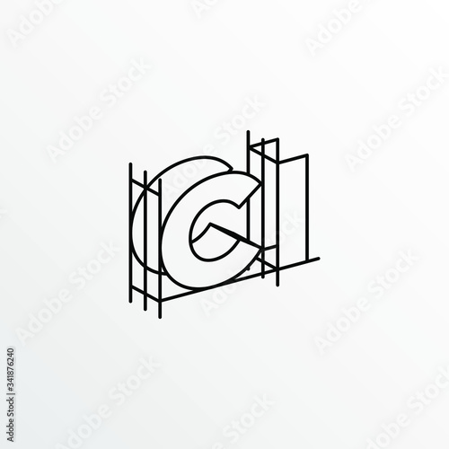 Initial Letter CI with Architecture Graphic Logo Design