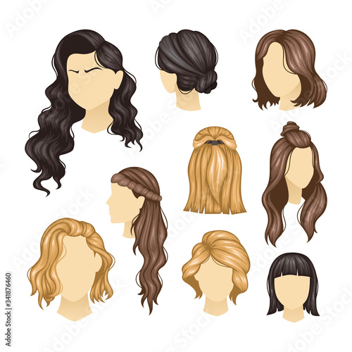Set of Variety women hairstyles