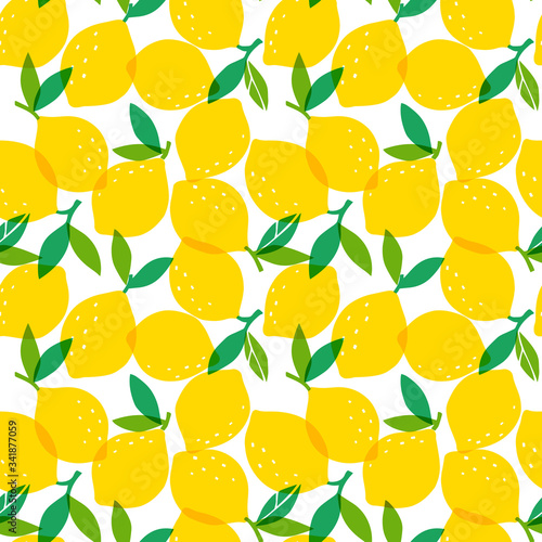 Vector seamless lemon pattern, summer fruit