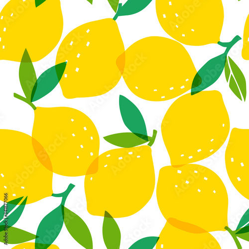 Vector seamless lemon pattern, summer fruit