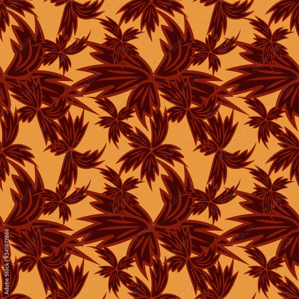 seamless pattern exotic shapes with flowers and leaves plants