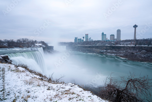 Beautiful Niagara falls, A view from Niagara State Park on American Falls. © MERCURY studio