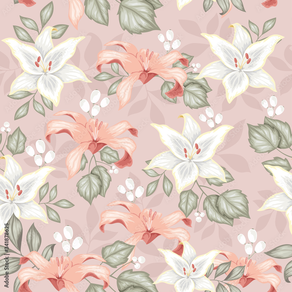 custom made wallpaper toronto digitalFabulous colorful Floral seamless, Textile print design