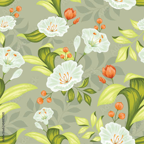 Fototapeta Naklejka Na Ścianę i Meble -  Fabulous colorful Floral seamless, Textile print design
