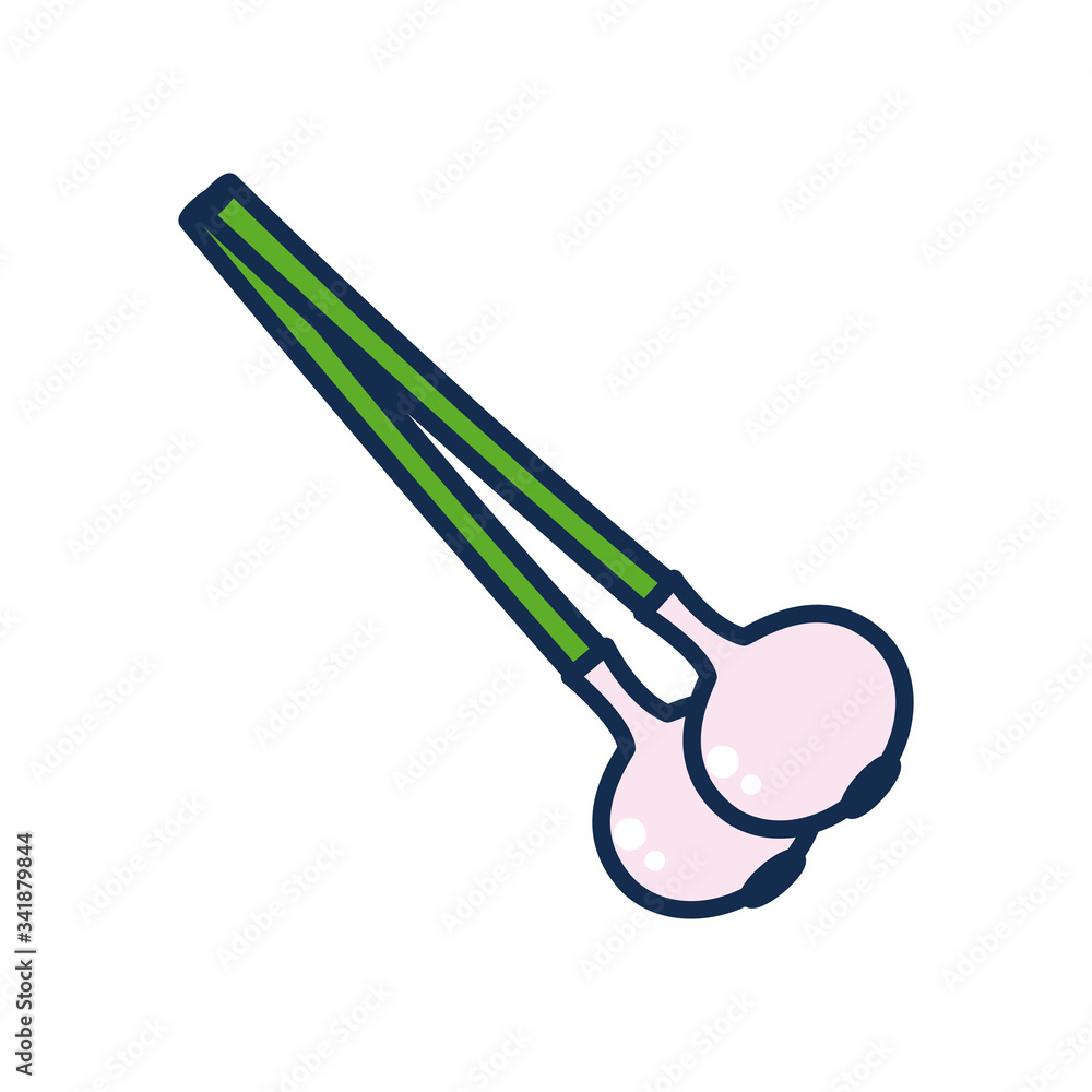 vegetables and fruits concept, scallion icon, line and fill style vegetables and fruits concept, scallion icon, line and fill style