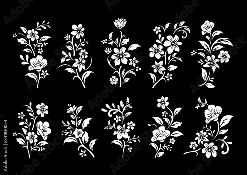 Set of black and white flowers cutting