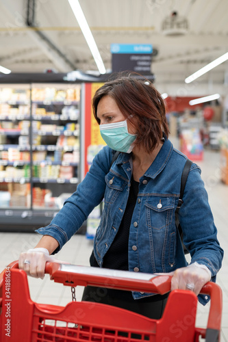 Woman with mask shopping