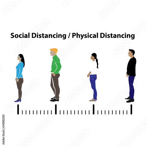 Queue social distancing people physical distancing virus corona