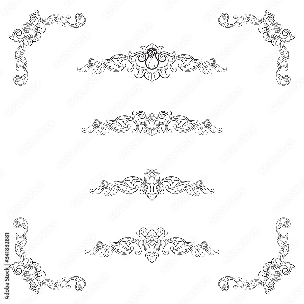 Fototapeta premium Classic Vitage Wedding Vector Ornaments frames Separator elements for Classic Vintage Wedding Invitation