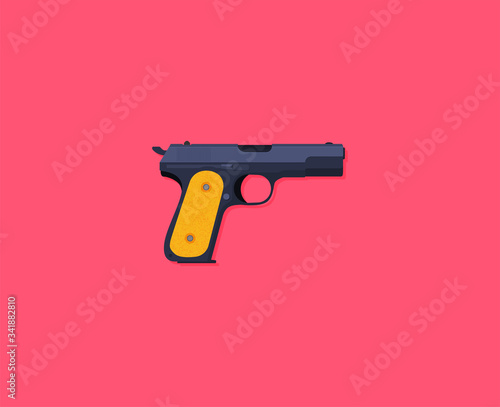 Flat vector illustration of antiquated American Gun.