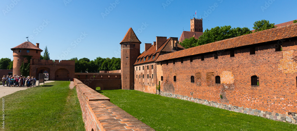 View of largest medieval brick Castle of Teutonic Order in Malbork, Poland