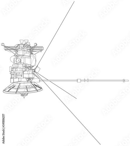 Communication satellite concept outline. Vector