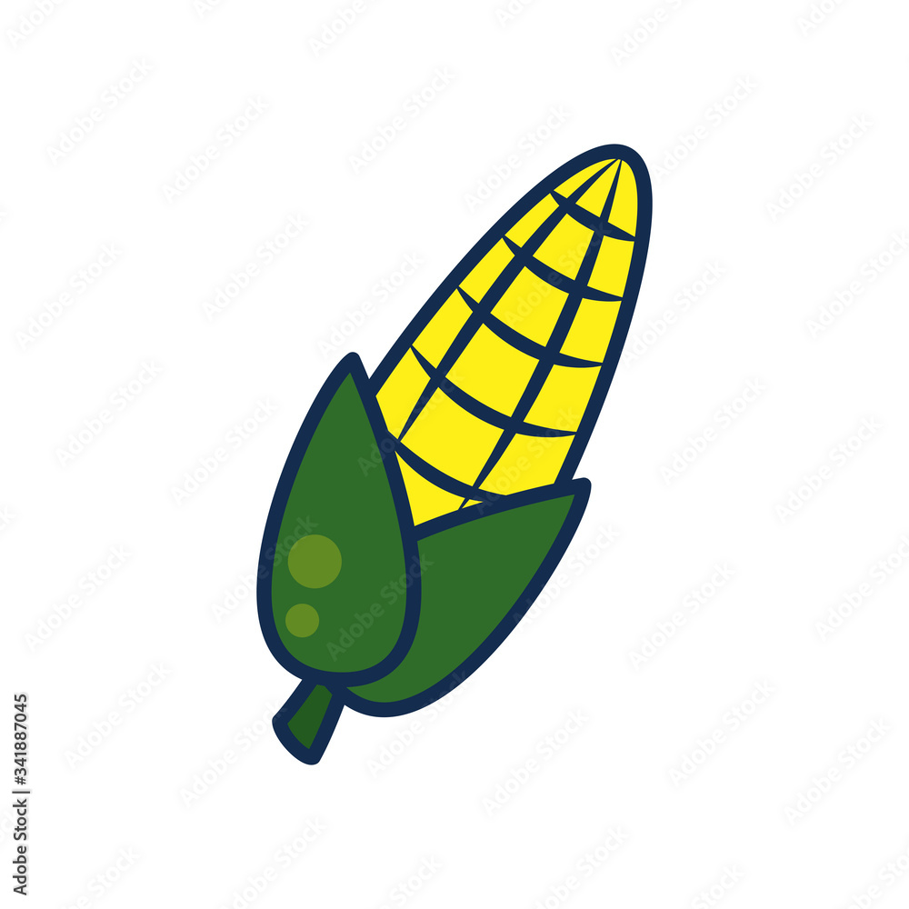 vegetables and fruits concept, corn icon, line and fill style vegetables and fruits concept, corn icon, line and fill style