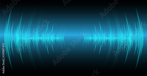 Sound waves oscillating dark blue light