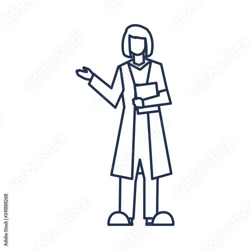 female doctor standing  medical staff   line style icon