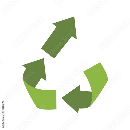 Vector upcycling sign, isolated on white background. Green reuse symbol for ecological design. Zero waste lifestyle.