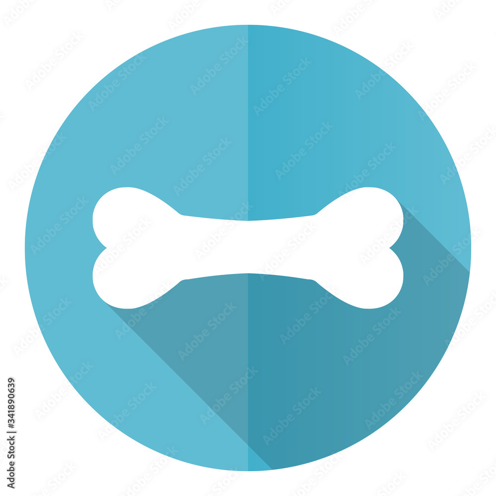Bone blue round flat design vector icon isolated on white background, dog and animal food illustration in eps 10 Bone blue round flat design vector icon isolated on white background, dog and animal food illustration in eps 10
