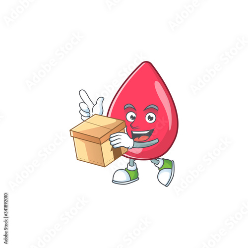 Red blood cartoon design style having gift box