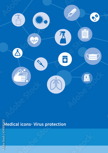 ウイルス 医療 福祉 介護 保険 イメージ アイコン medical icons blue