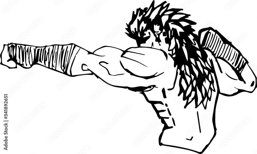 Fototapeta premium Muay Thai character cartoon illustration