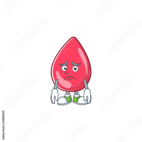 Cartoon picture of red blood with worried face