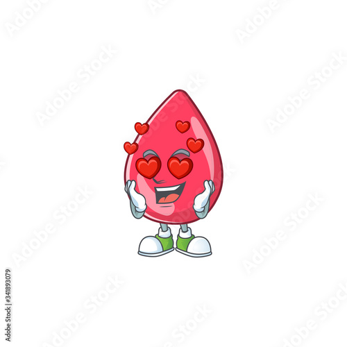 Charming red blood cartoon character with a falling in love face