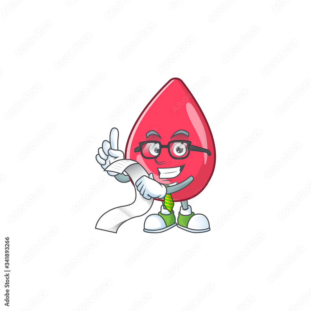 Mascot cartoon concept of red blood with menu list Mascot cartoon concept of red blood with menu list