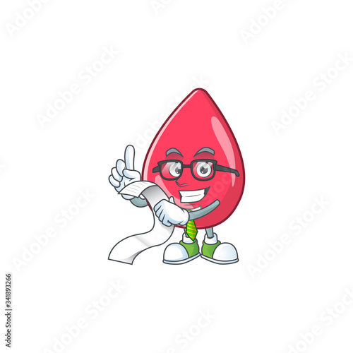 Mascot cartoon concept of red blood with menu list