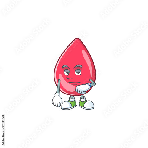 Red blood with waiting gesture cartoon mascot design concept