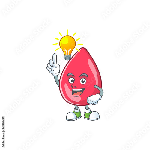 A genius red blood mascot character design have an idea