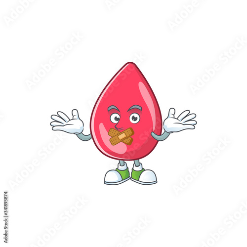 Red blood mascot cartoon design with quiet finger gesture