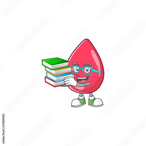 A mascot design of red blood student character with book