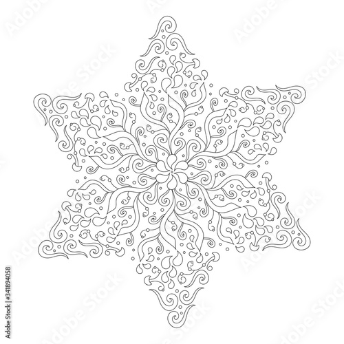 Mandala for coloring book. Paisley and plant ornaments. Form with Ethnic , Folk tribal elements. Anti-stress therapy art. Vector