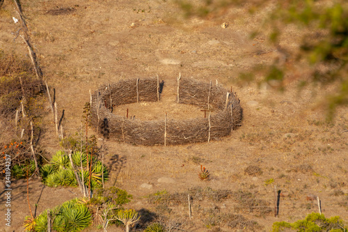 rural animal enclosure built from natural materials photo