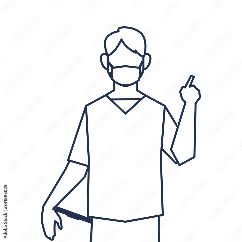 man doctor with medical face mask, medical staff , line style icon man doctor with medical face mask, medical staff , line style icon