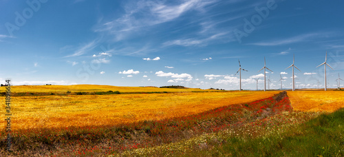 Windpark in der Wüste Bardenas Reales in Navarra