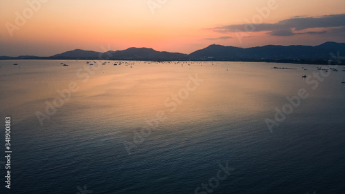 Evening sea and beach High angle view