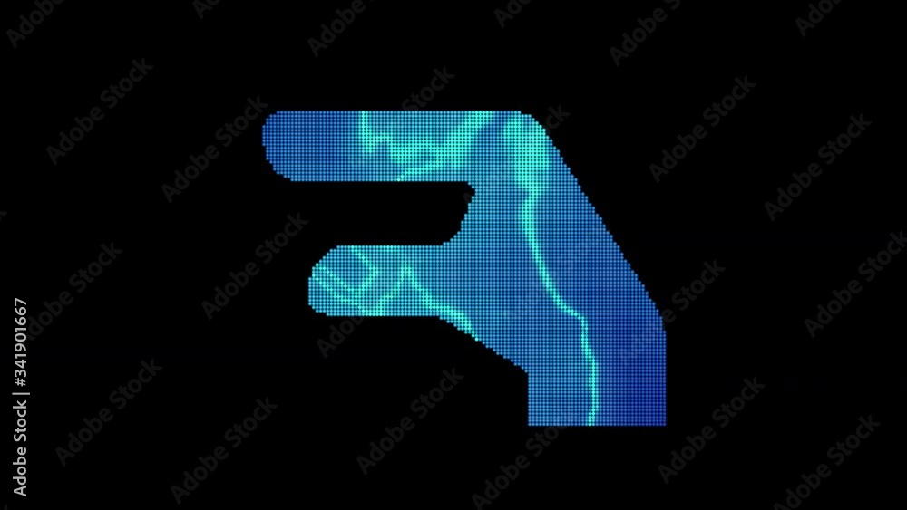 The symbol hand lizard is assembled from small balls. Then it shimmers with blue. It crumbles and disappears. In - Out loop. Alpha channel The symbol hand lizard is assembled from small balls. Then it shimmers with blue. It crumbles and disappears. In - Out loop. Alpha channel