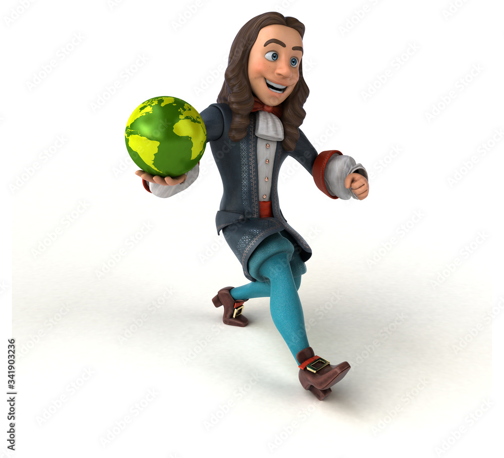 3D Illustration of a cartoon man in historical baroque costume 3D Illustration of a cartoon man in historical baroque costume