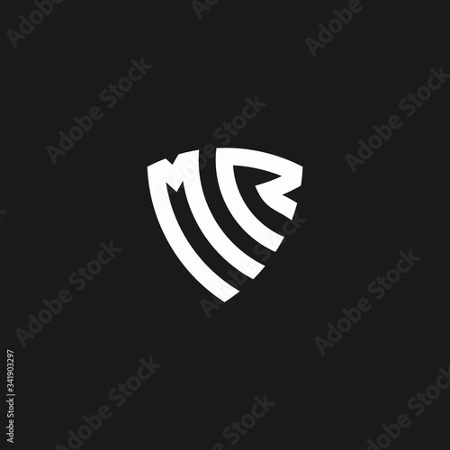 MR monogram logo with shield shape